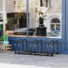 HOMCOM 3-Bike Bicycle Floor Parking Rack for Indoor and Outdoor Use - Black-You can transform it into a single bike parking rack
