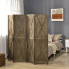 HOMCOM 4 Panel Freestanding Room Divider for Bedroom Office - Brown-Elevated feet for improved air circulation
