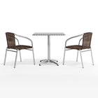 Flash Furniture 27.5" Square Aluminum Indoor-Outdoor Table Set with 2 Dark Brown Rattan Chairs-Designed for Indoor and Outdoor Use