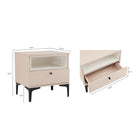 Manhattan Comfort Amara 19.7" Modern Nightstand - Pale Rose/White-Features Internal Framed Open Cubby with Black Metal Legs for Design and Durability