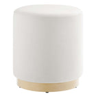 Modway Tilden 16" Round Performance Velvet Upholstered Ottoman - Alabaster/Natural-Performance Velvet Upholstery