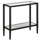 Hudson&Canal Hera 24"W Rectangular Side Table with Glass Shelf - Blackened Bronze-A modern contemporary design for your living room, bedroom, and more