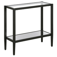 Hudson&Canal Hera 24"W Rectangular Side Table with Glass Shelf - Blackened Bronze-A modern contemporary design for your living room, bedroom, and more