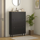 HOMCOM Shoe Cabinet with 3 Flip Drawers for 24 Pairs - Black-Tabletop provides additional display and storage space