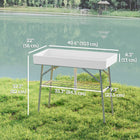 Outsunny 3.4ft Folding Ice Cooler Table with Drain-Easy-to-clean HDPE surface and powder-coated steel ensure durability