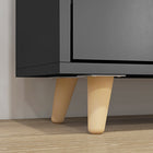 HOMCOM Narrow Shoe Cabinet with 3 Flip Doors & Adjustable Shelves - Black-Groove handles allow easy drawer access