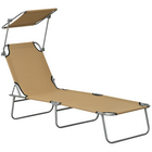 Outsunny Outdoor Lounge Chair - Adjustable Folding Chaise Lounge - Tan-Suitable for outdoor park, garden, patio, poolside, conservatory, beach and more