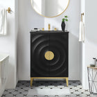 Modway Beau 24" Wood Bathroom Vanity with Basin - Black-Adjustable Shelf