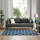 Modway Beltara Chain Link Transitional Trellis Area Rug - 5 ft W x 8 ft L - Moroccan Blue/Ivory-Protect Floors From Traffic/Furniture