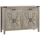 HOMCOM 47.2" L Sideboard Buffet Cabinet - Grey-Wood grain finish, barn doors, and metal accents add rustic farmhouse charm 