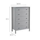 Modway Emmeline Scalloped 5-Drawer Chest - Light Grey-Full-Glide Drawers
