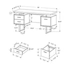 Monarch Specialties 7083 60" Computer Desk - Walnut/Silver Metal-Finished on all sides in a sleek walnut laminate, with a durably designed supporting grey metal base in a modern u shape for stability with a fashionable style.