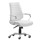 Zuo Enterprise Low Back Office Chair - White-Tufted upholstery seat