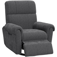 HOMCOM Upholstered Power Recliner with USB Charging Ports - Dark Grey-Soft chenille fabric and thick padding for optimal comfort