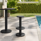 Modway Neo 15" Round Patio Wood Bar Stools - Black-Wraparound Footrest