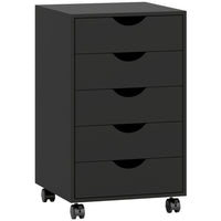 HOMCOM Filing Cabinet with 5 Wheels & Storage Organizer - Black-Large storage capacity with 5 drawers
