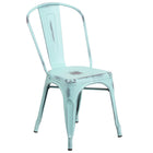 Flash Furniture Distressed Green-Blue Metal Indoor-Outdoor Stackable Chair-500 lb. Weight Capacity