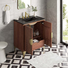 Modway Daylight 30" Bathroom Vanity - Black/Walnut-8" Centerset Holes