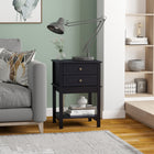 HOMCOM Modern 15.75" Nightstand - Black-Used as a sofa side table, bed side table or end table