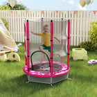 Qaba 55" Toddler Trampoline with Safety Enclosure - Pink-30 elastic ropes for a super bouncy design 