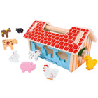 Bigjigs Toys Farm House Sorter 11-Piece Set-The wooden carry handle makes this a great travel toy