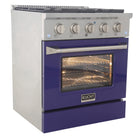 Kucht 30" KDF Series Pro Style Natural Gas Dual Fuel Range - Stainless Steel/Blue-Electronic ignition system with auto re-ignition improves safety by minimizing the risk of gas leaks and ensuring consistent flame control