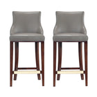 Manhattan Comfort Shubert 22.64" Modern Leatherette Upholstered Barstool - Dark Taupe - 2 Pack-Modern Barstool with Backseat Perfect for Bar and Kitchen Use. Set of 2