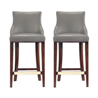 Manhattan Comfort Shubert 22.64" Modern Leatherette Upholstered Barstool - Dark Taupe - 2 Pack-Modern Barstool with Backseat Perfect for Bar and Kitchen Use. Set of 2