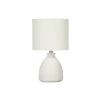 Monarch Specialties 17" H Table Lamp - Cream Ceramic / Ivory / Cream Shade-This striking, cream ceramic 17"h table lamp with a modern beehive shaped base accented with textured groove lines, and ivory fabric drum shade illuminates a side or end table, desk, or nightstand
