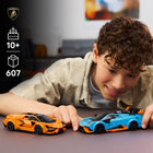 LEGO Speed Champions Lamborghini Revuelto & Huracán STO -2 driver minifigures - Each buildable Lamborghini model car comes with a driver minifigure wearing a dedicated outfit and helmet for kids to enjoy thrilling races