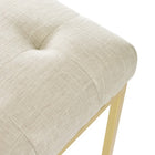 Modway Privy Gold Stainless Steel Upholstered Fabric Dining Accent Chair - Gold/Beige-Chair Weight Capacity: 331 lbs.