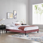 Modway Reign Performance Velvet King Platform Bed Frame - Dusty Rose-Reinforced Center Beam and Support Legs