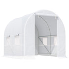 Outsunny 8 x 6.6 x 6.6ft Walk-in Tunnel Greenhouse with Door & Ventilation Window - White- Galvanized steel tube frame offer stability and support 
 