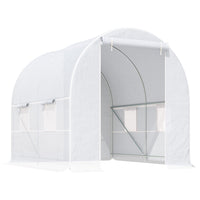 Outsunny 8 x 6.6 x 6.6ft Walk-in Tunnel Greenhouse with Door & Ventilation Window - White- Galvanized steel tube frame offer stability and support 
 