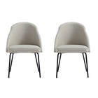 Manhattan Comfort Gracie 24.2" Modern Leatherette Upholstered Dining Chair - Stone and Black - Set of 2-Modern Dining Chair for Dining Room and Task Use. Set of 2