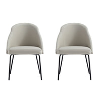 Manhattan Comfort Gracie 24.2" Modern Leatherette Upholstered Dining Chair - Stone and Black - Set of 2-Modern Dining Chair for Dining Room and Task Use. Set of 2