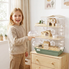 PawHut Large 3-Tier Acrylic Hamster Habitat with Water Bottles-High-transparency acrylic panels offer a 360-degree view for easy observation and interaction
