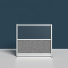 Luxor Modular Wall - 53" W x 48" H - Wide Grey Frame, Frosted Acrylic, Cool Grey PET-Enhances light flow while reducing distractions