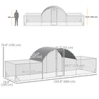 PawHut Metal Chicken Run with Waterproof Anti-UV Cover - 21.7' x 6.2' x 6.4' - Silver-Tall height allows owners to enter and exit feeding areas easily 