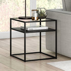 Hudson&Canal Ada 20"W Square Side Table - Blackened Bronze-Handcrafted blackened bronze finish applied to the steel frame