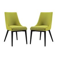 Modway Viscount Fabric Dining Side Chair - Wheatgrass - 2 Pack-Black Rubberwood Legs