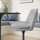 Modway Lippa Swivel Dining Upholstered Side Chair - Black Light Grey-Slightly Reclined Back