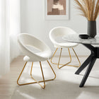 Modway Nouvelle Performance Velvet Dining Chair - Gold/White - 2 Pack-Glam Deco Accent Chairs
