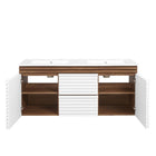 Modway Render 48" Wall-Mount Bathroom Vanity - White/Walnut/White-7