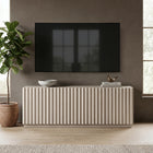Hudson&Canal Marion Rectangular Fluted TV Stand for TV's Up to 75" - Alder White-Base is crafted of sturdy MDF materials with MDF doors with PVC accents in an Alder White colour