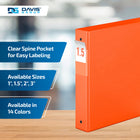 Davis Group Premium Economy Binder - Round Ring - 1.5" - Orange - 6 Pack-Round Ring, Non-Locking