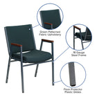 Flash Furniture HERCULES Series Heavy Duty Green Patterned Fabric Stack Chair with Arms-Cherry Capped Arms