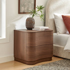 Modway Mirae 2-Drawer Curved Nightstand - Brushed Brown Oak-Wood Grain Laminate Finish