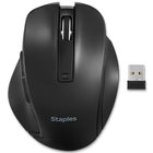 Staples Tech Wireless Ergonomic Curved Optical USB Mouse - Black ...