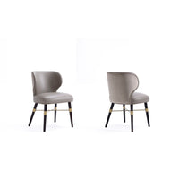 Manhattan Comfort Strine 21.65" Modern Velvet and Leatherette Upholstered Dining Chair - Dark Taupe - Set of 2-Elegant Modern Dining Chair Perfect for Dining and Accent Living Room Use